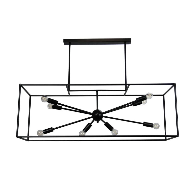 modern hampton 8 light black metal pendant no glass