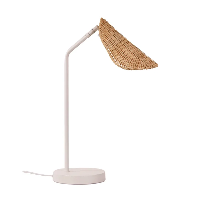 modern metal table lamp with rattan shade malta style