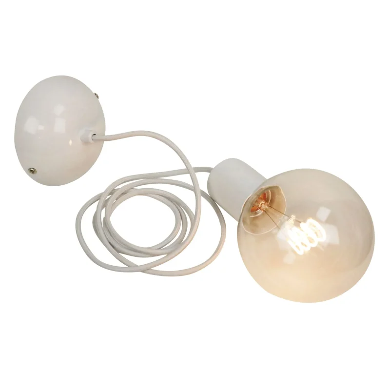 modern white 1 light suspension with cloth cord minimalist design