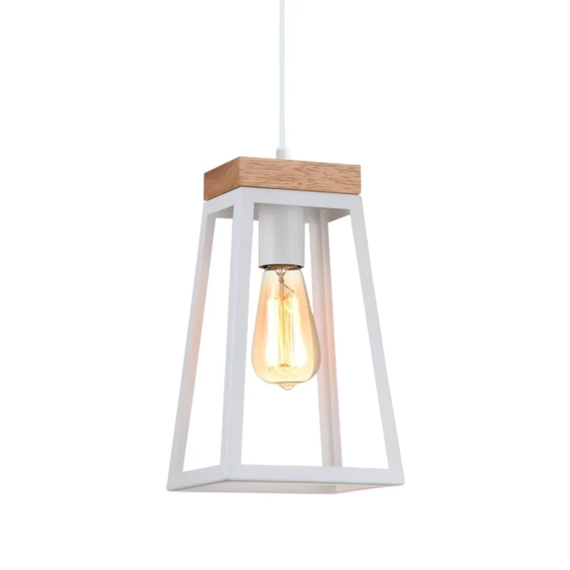 modern white 1 light timber top pendant light lanterna