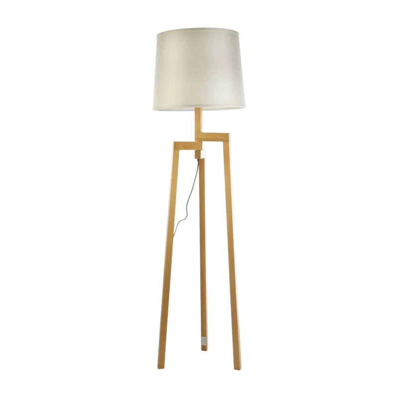 modern wood floor lamp 1 light beige shade easy cord setup