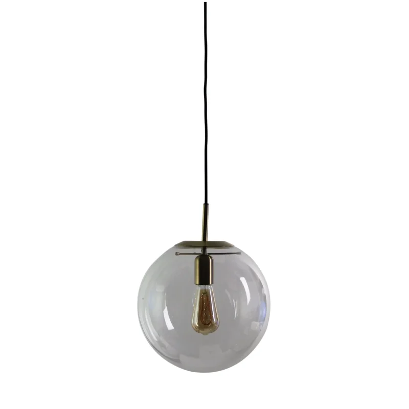 newton medium brushed brass pendant clear glass sphere 300mm