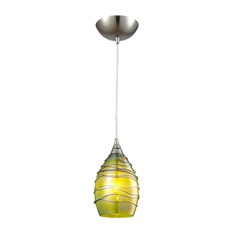 olive green hand blown glass pendant light small modern elegant