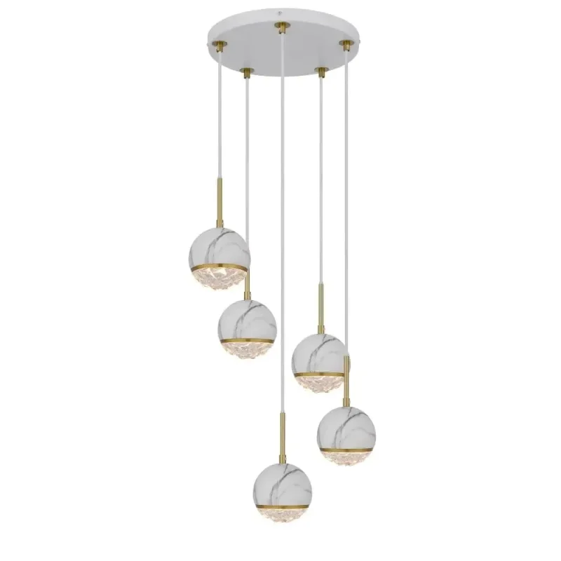 oneta 5 light pendant in black white