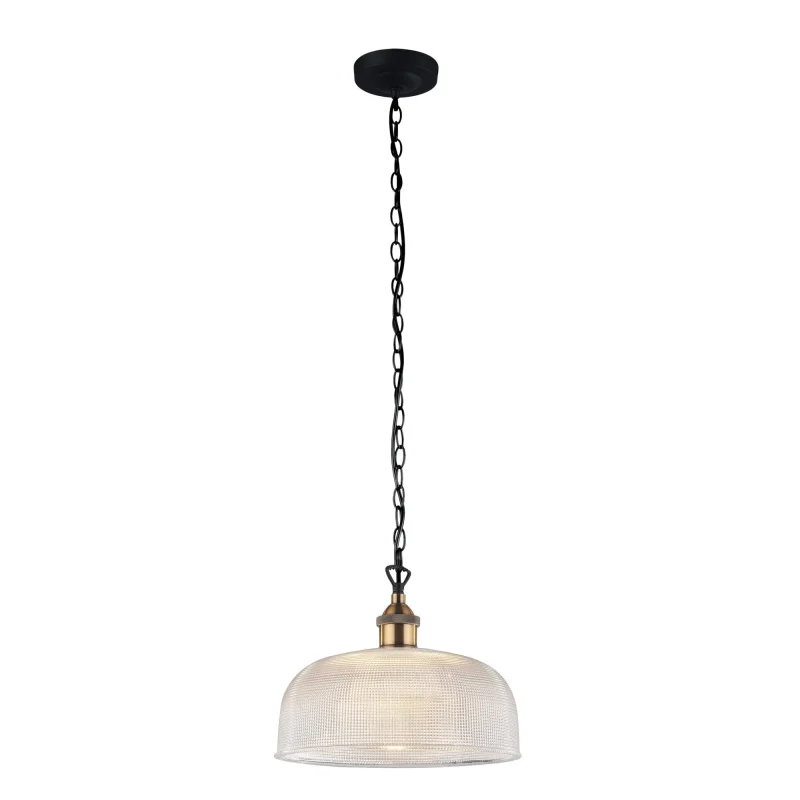 retro clear glass pendant light w antique brass chain maison