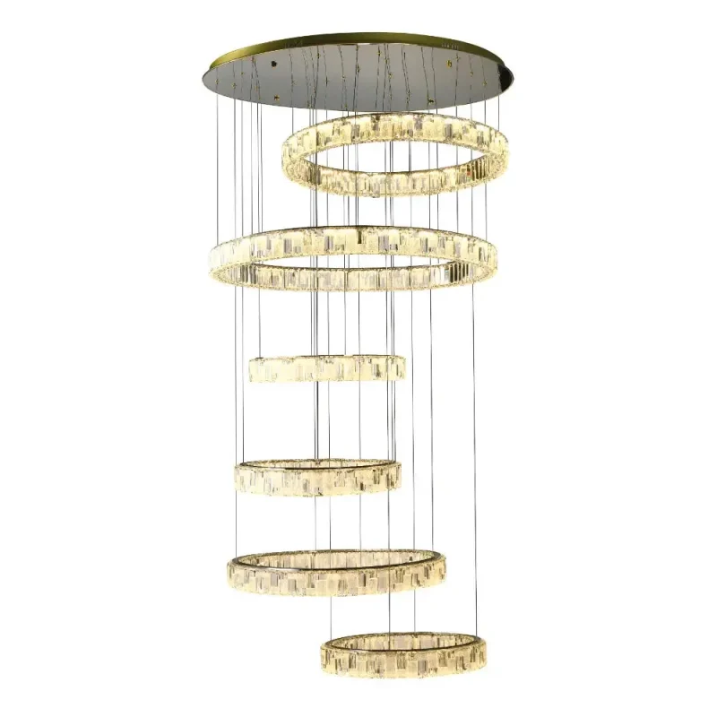 rias crystal led pendant light gold chrome options 1 6 tier