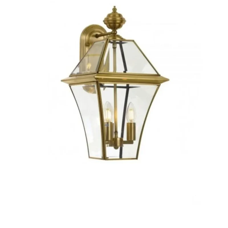 rye 3 light large brass exterior wall sconce clear glass ip44 waterproof