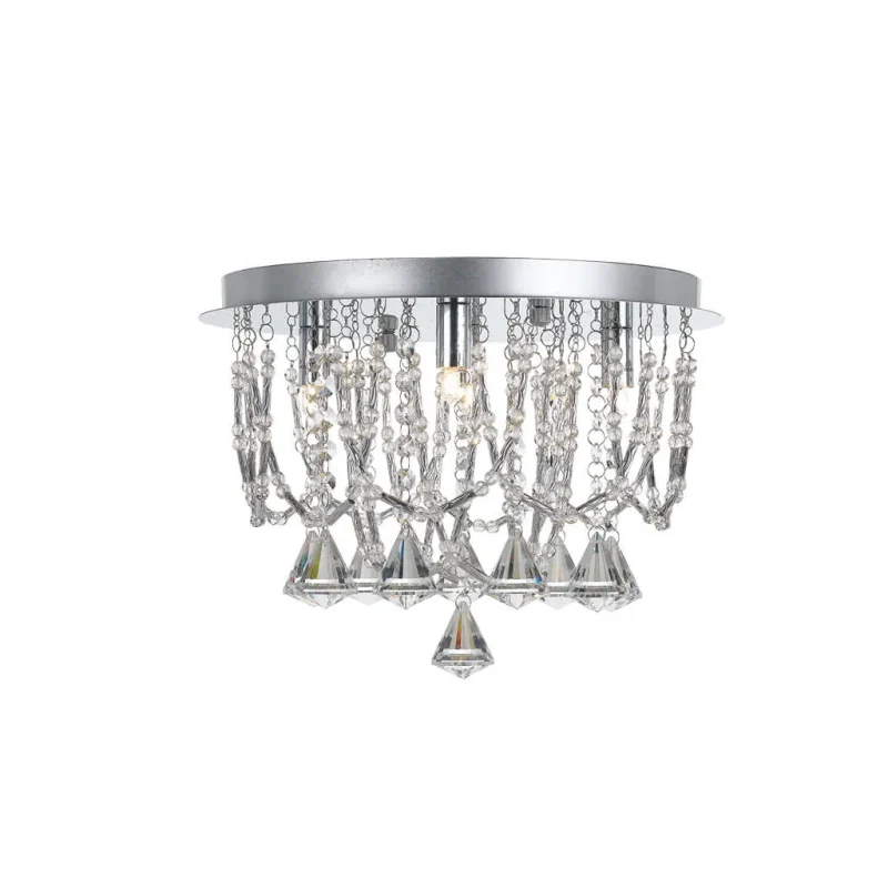 sandro 5 light chrome round flush mount ceiling light 240v