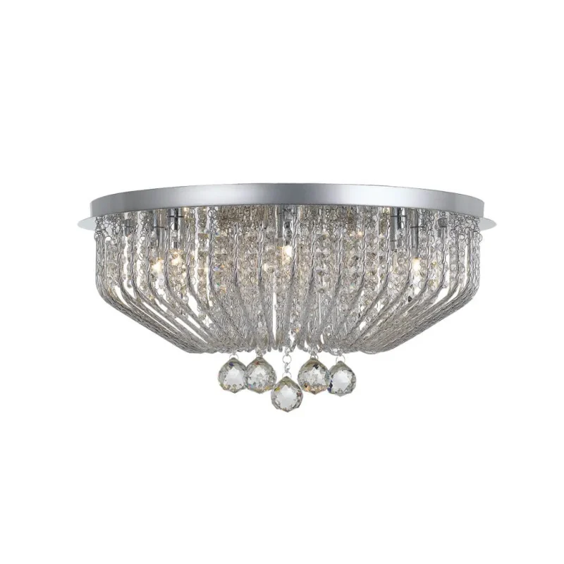 sandro 9 light round flush mount chrome clear 240v