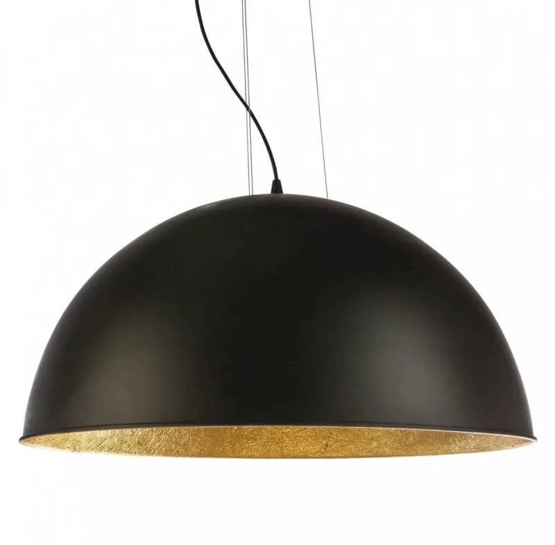 saona large black dome pendant lamp with gold inner shade adjustable holders