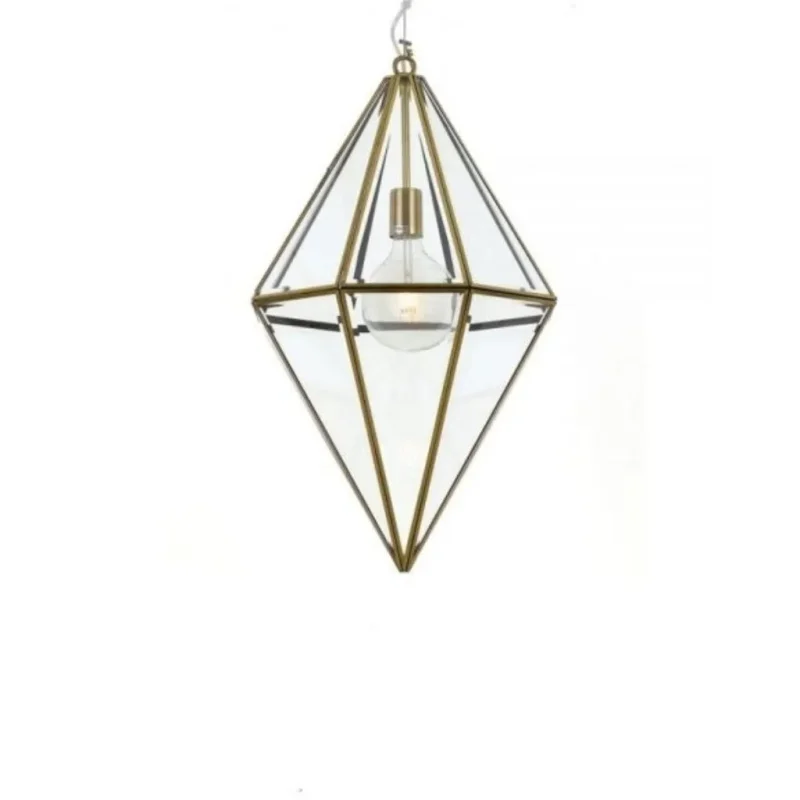 silva antique brass diamond pendant lamp with clear glass