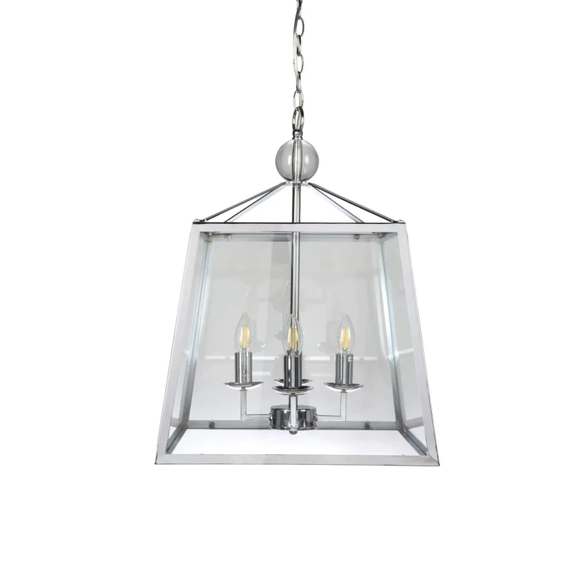 tamara chrome pendant light 4 x e14 clear glass panels