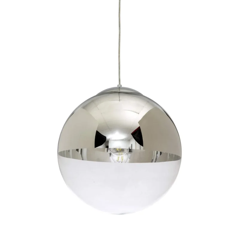 ticano 1 light modern chrome clear glass pendant 350mm