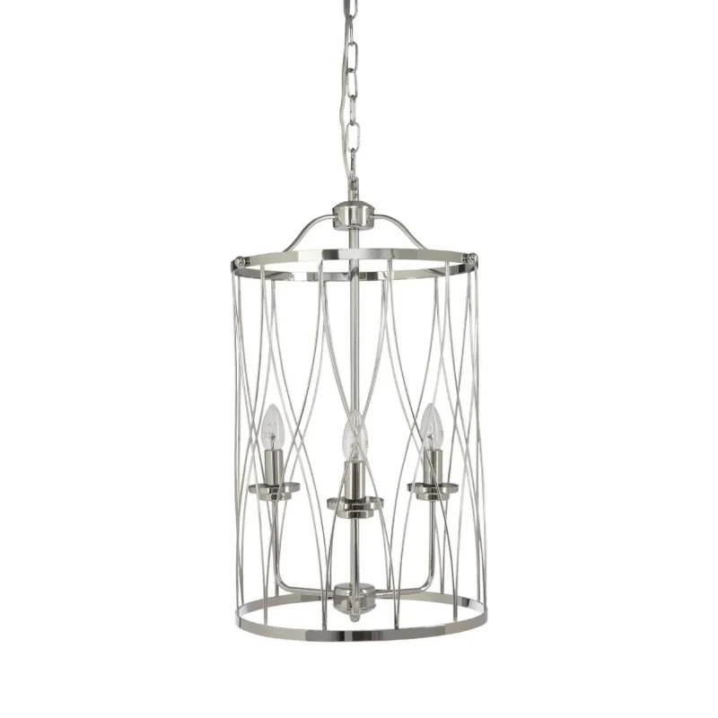 tolina chrome 3 light caged pendant light traditional style