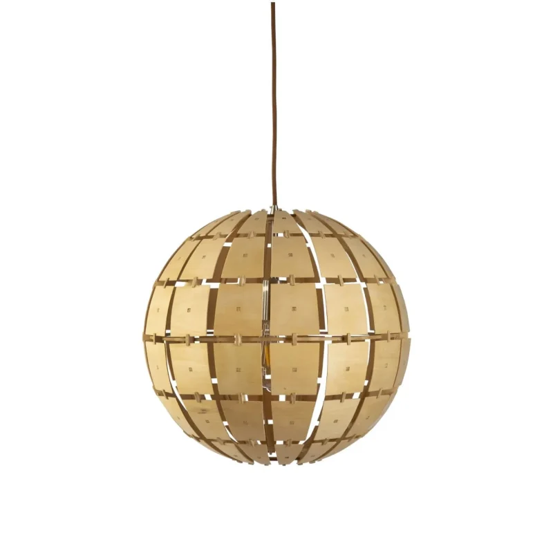 torino 1 light wood veneer ball pendant 400mm modern laser cut design