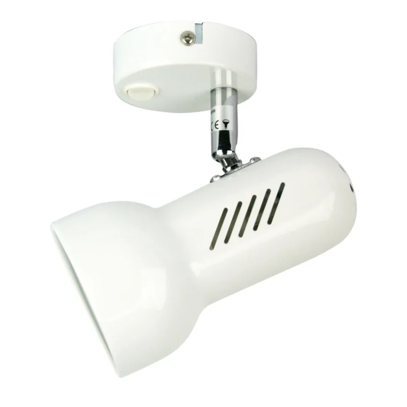 traditional white 1 light adjustable spotlight with built in switch