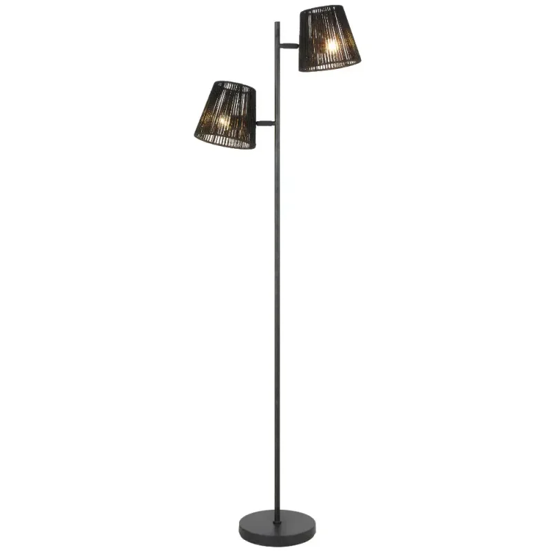 valora black natural metal floor lamp with fiber shade