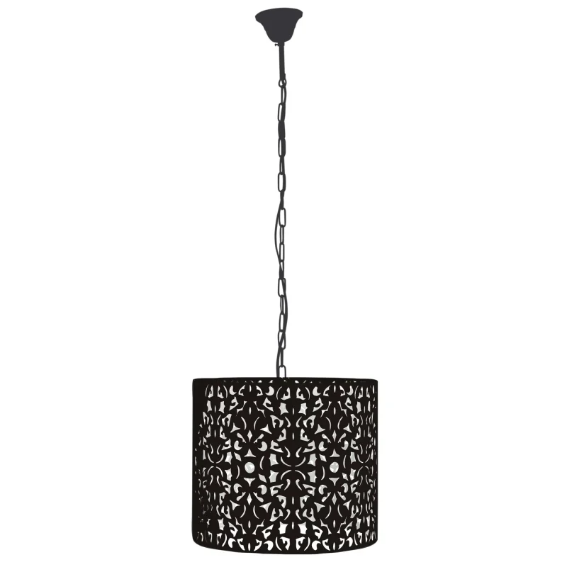 vicky small black 1 light pendant with cut out design 350mm