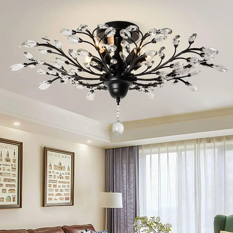 vintage 5 light crystal ceiling chandelier