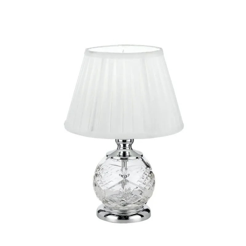 vivian chrome clear glass table lamp w white shade