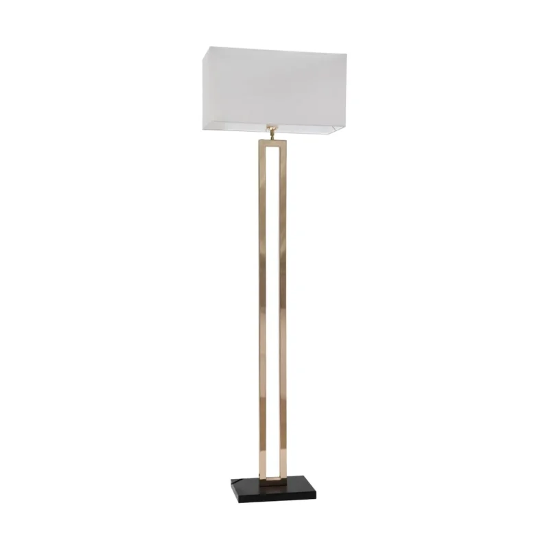 zeko gold square floor lamp w white shade